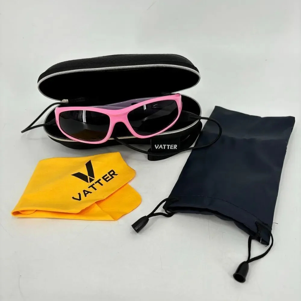 Vatter Youth Sport Sunglasses Polarized Unbreakable‎ Strap Case Pink Purple